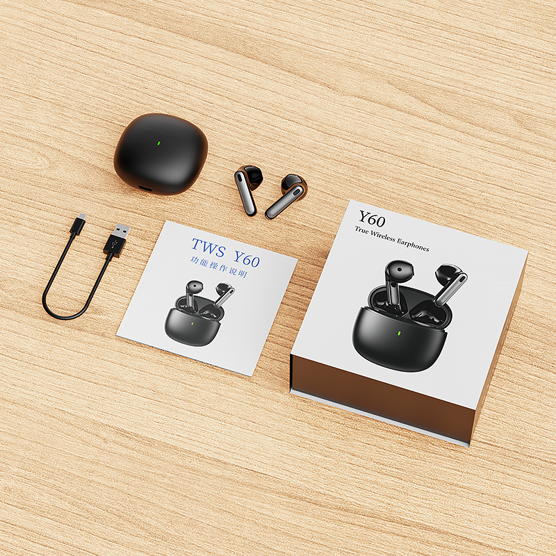 Y60 ENC Noise Cancellaing Wireless Earbuds TWS 4 Mics HiFi Stereo Low Latency Earphones Bluetooth 5.3 Gaming Earbuds