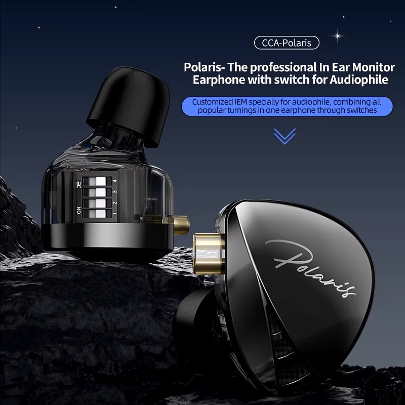 CCA Polaris Sport Stereo Sound Noise Reduction Monitor 4-Level Tuning Switch Headphone HIFI Bass Earbuds Earphones Headset