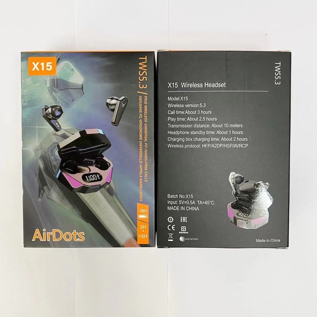 New Audifonos Gamer X15 TWS Earbuds True Wireless Headphone 5.0 Earphone Noise Cancelling BT 5.3 Gaming Headset In-ear earphone