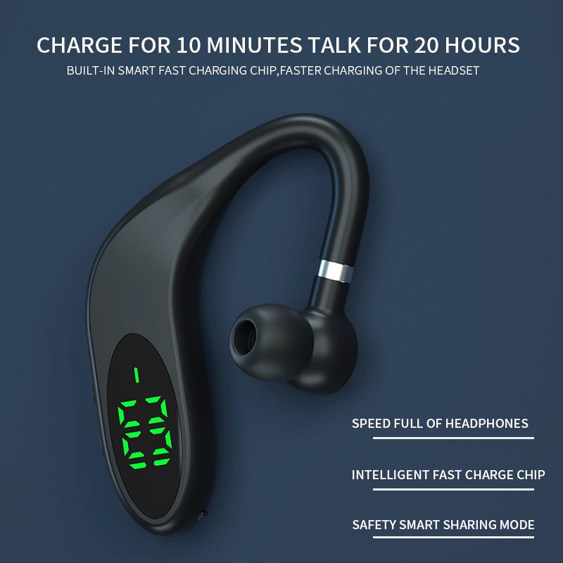 J S11 Ear hook Wireless TWS Earphone Business Stereo Headphones Handsfree BT5.0 Headset With LED power display