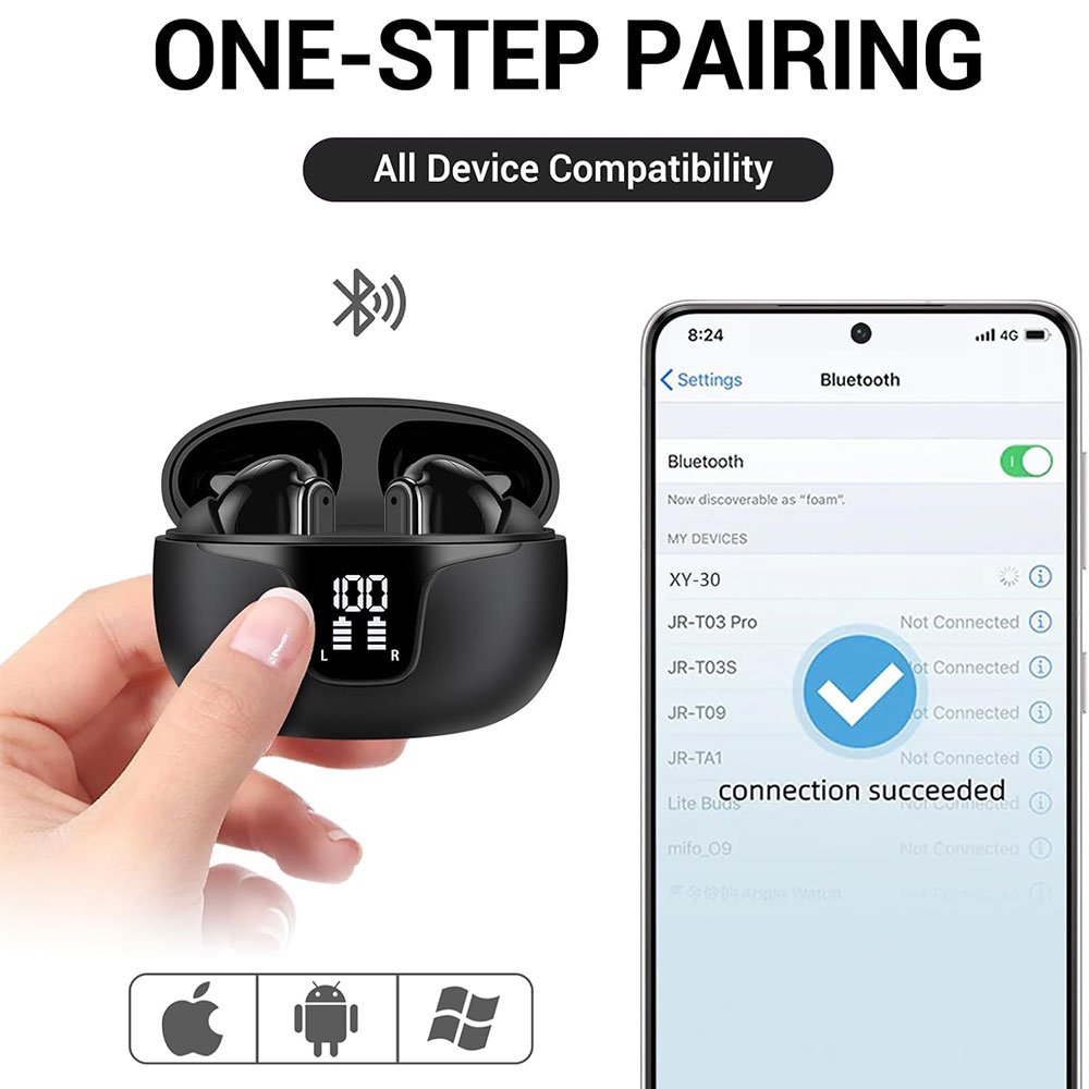 XY-19 TWS LED Display Earphones Bluetooth V5.3 ANC ENC Noise Cancelling Sport Earbuds HiFi Stereo Sound Wireless Headphones