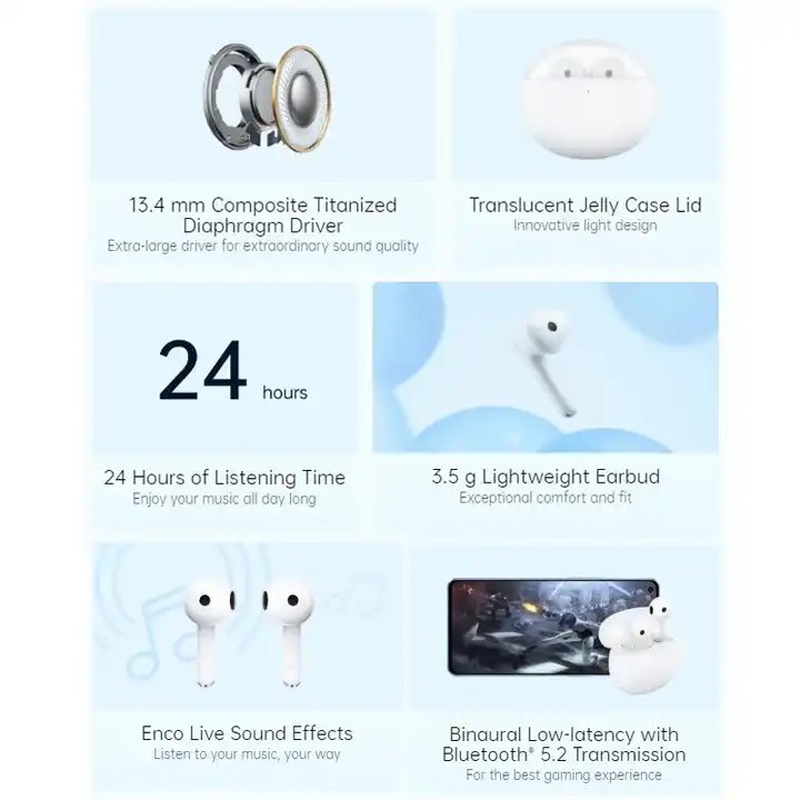 OPPO ENCO Air 2 TWS Earphone Blutootm 5.2 Call Noise Cancelling Ture Wireless Headphones AAC Earbuds IPX4 earbuds