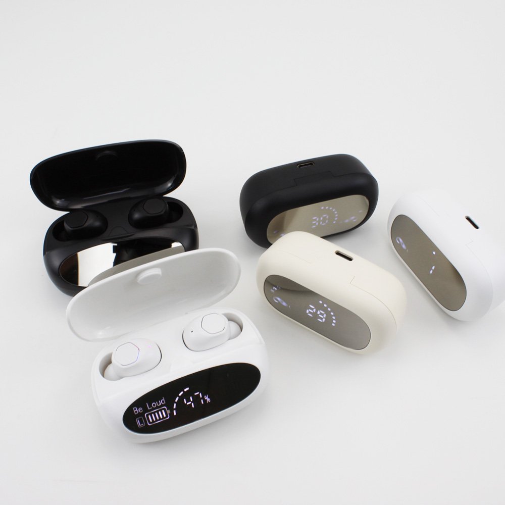 2024 New Mirror Case Tws Wireless Earbuds Display Digital In Ear Earphone Noise Cancelling Earbuds