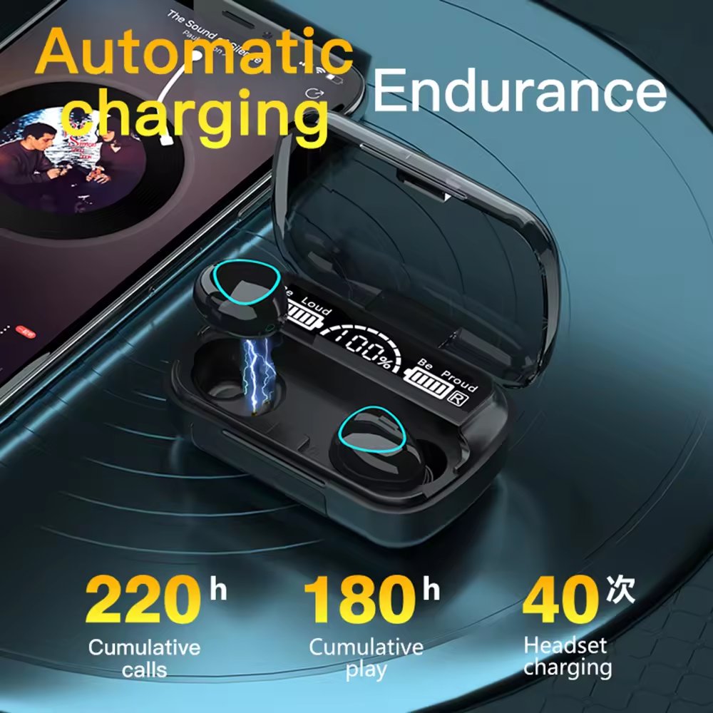 M10 TWS Wireless Headphones BT Earphone with Charging Box LED Sports Stereo Noise Canceling Earbuds Headsets for Xiaomi