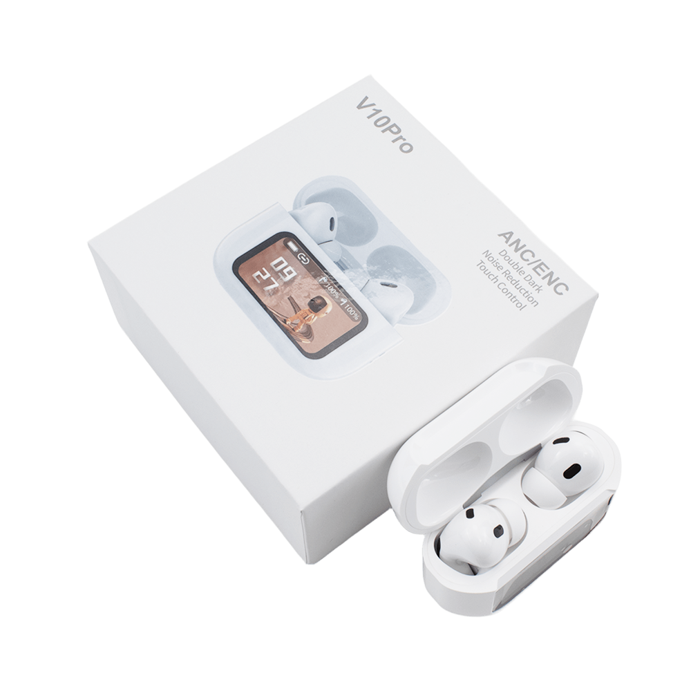 2024 NEW TWS V10 Pro LCD Touch Intelligent Screen Control Wireless BT Earbuds TWS ANC noise cancelling In Ear Headphones