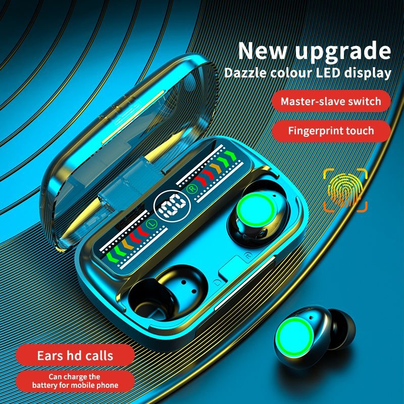 M100 tws wireless in-ear earphones with screen fones de ouvido sem fio waterproof tws earphones for sports