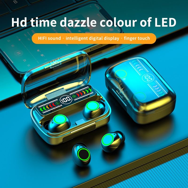 M100 tws wireless in-ear earphones with screen fones de ouvido sem fio waterproof tws earphones for sports