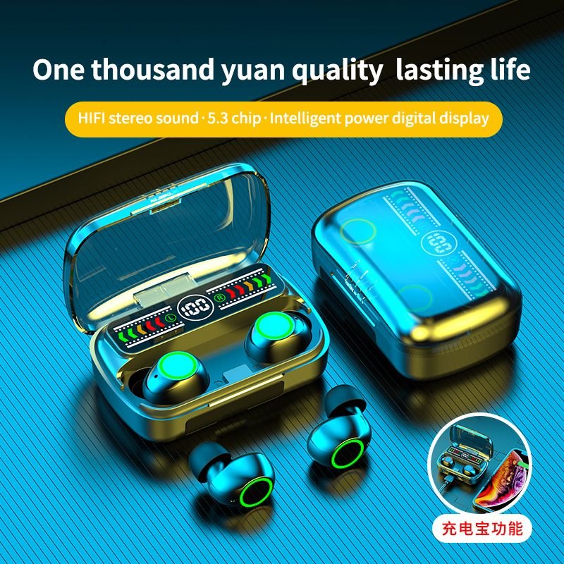 M100 tws wireless in-ear earphones with screen fones de ouvido sem fio waterproof tws earphones for sports