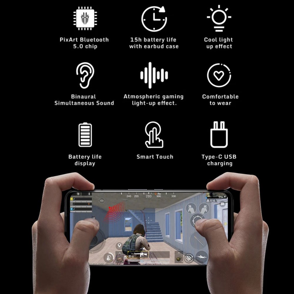 Global ZTE nubia Red Magic headphones earbuds gaming headset BT Earphones 5.0 5G TWS 4-16 hours battery life