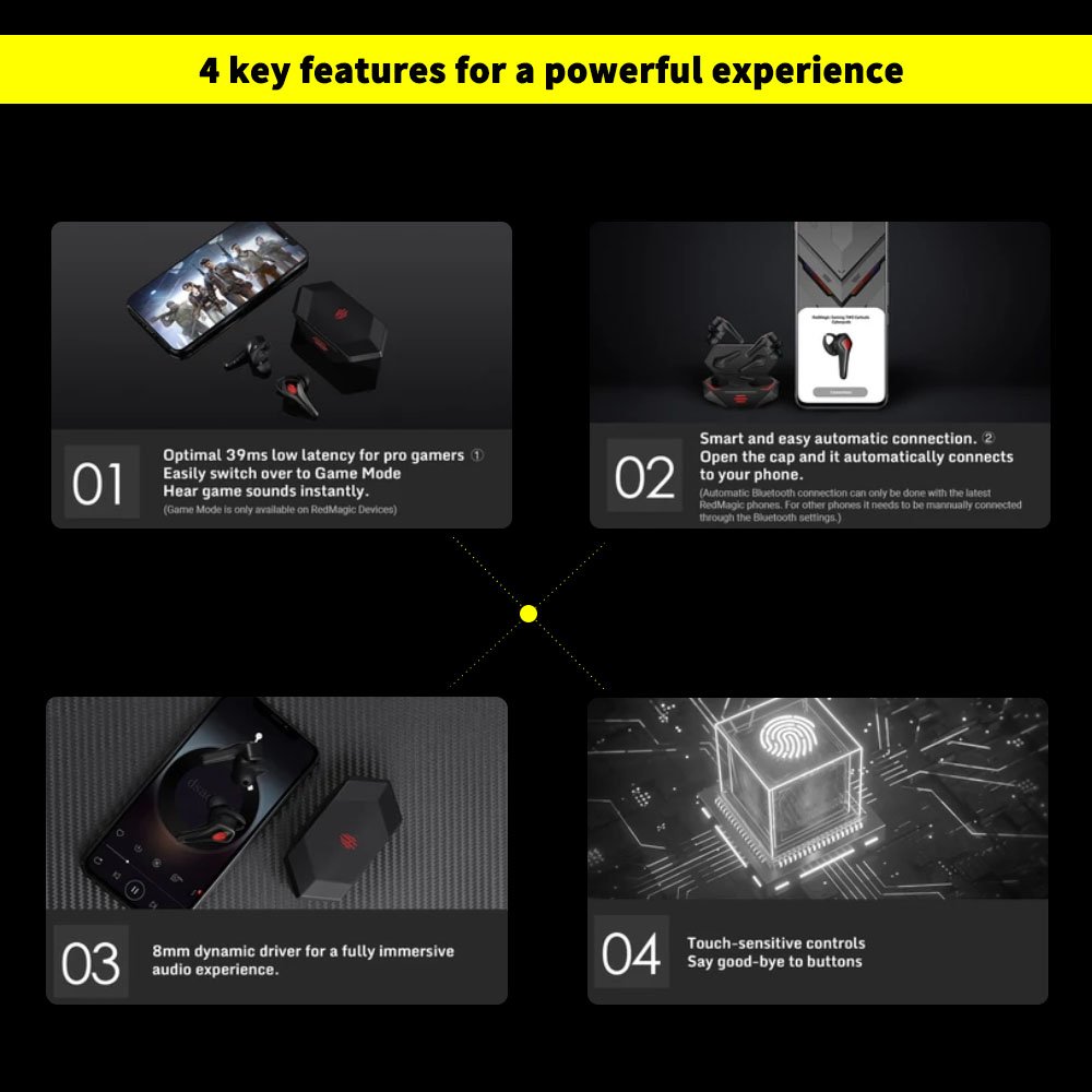 Global ZTE nubia Red Magic headphones earbuds gaming headset BT Earphones 5.0 5G TWS 4-16 hours battery life