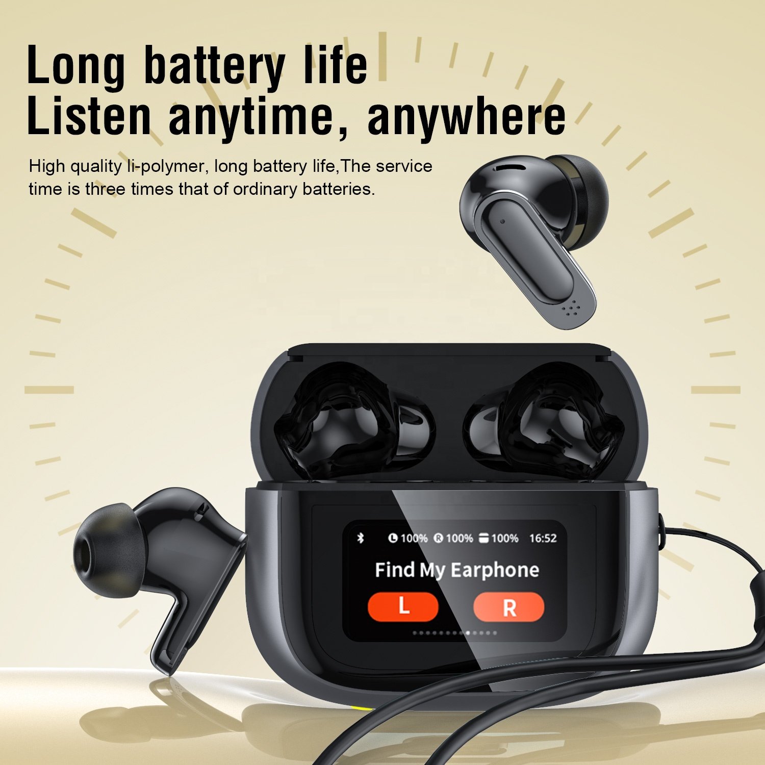 Best Seller V11 ANC Noise Cancelling In-Ear TWS Earbud LCD Touch Screen ENC Clear Call TWS Earbud Stereo Headphones