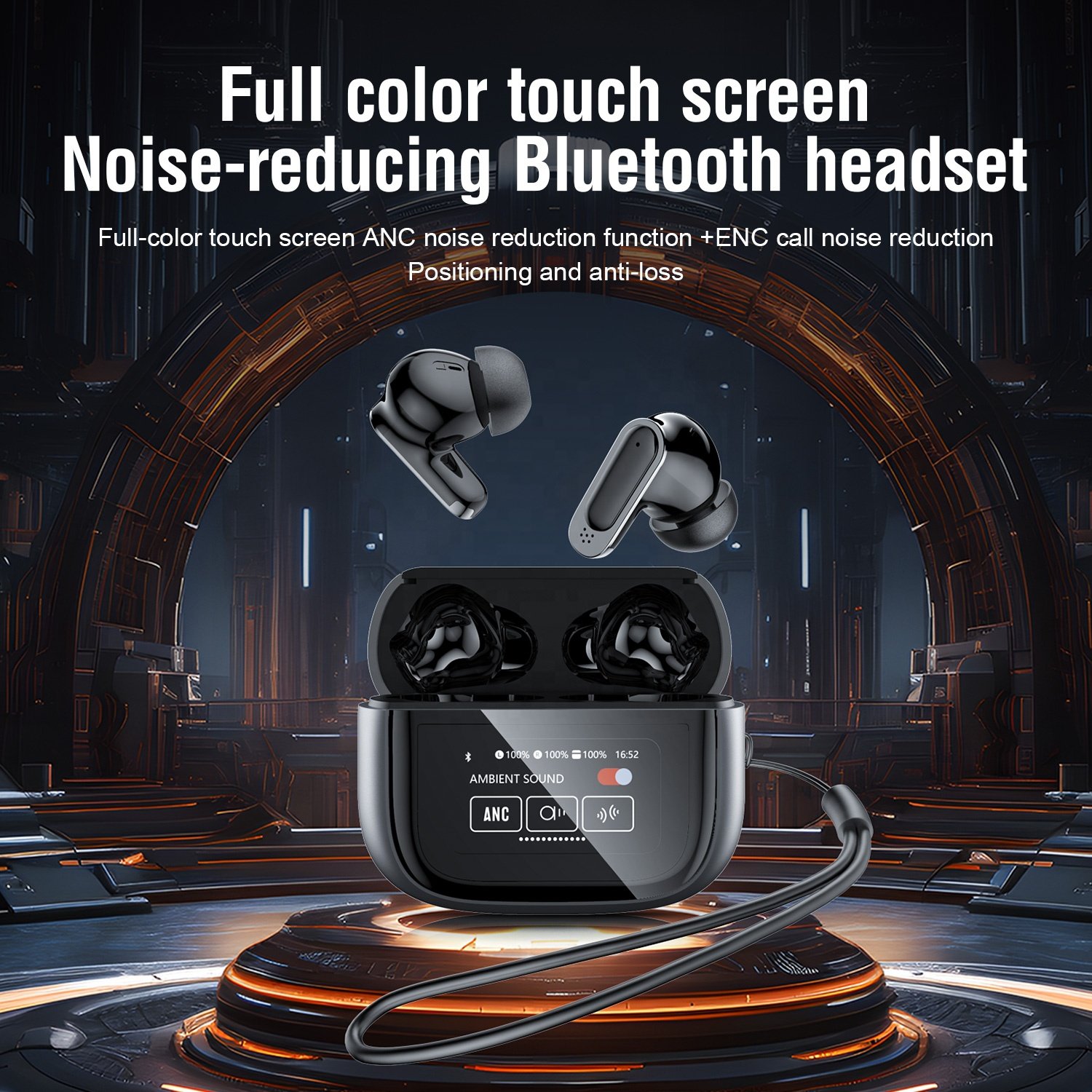 Best Seller V11 ANC Noise Cancelling In-Ear TWS Earbud LCD Touch Screen ENC Clear Call TWS Earbud Stereo Headphones