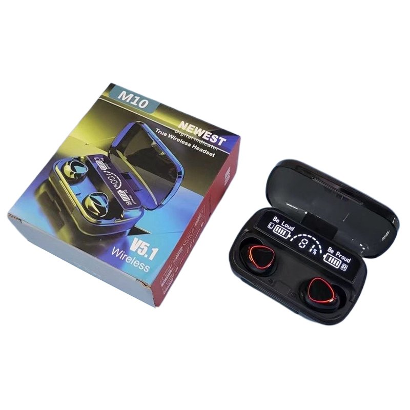 2024 Audifonos M10 TWS Wireless Earphones Power Bank Waterproof In-ear Gaming Earbuds Noise Cancelling LED Battery Indicator