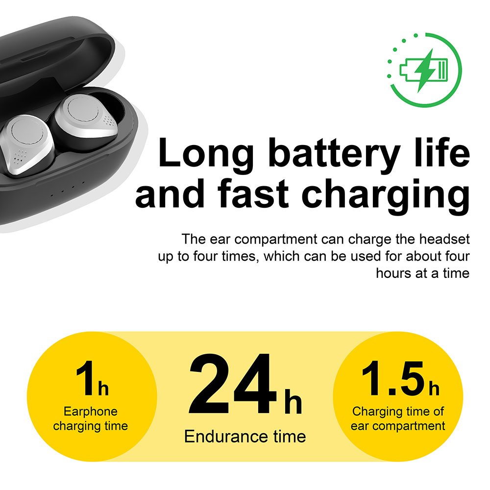TWS True Wireless Stereo BT Earphones with Microphone Touch Control Sport Sweatproof Earphones Suitable for iOS/Android