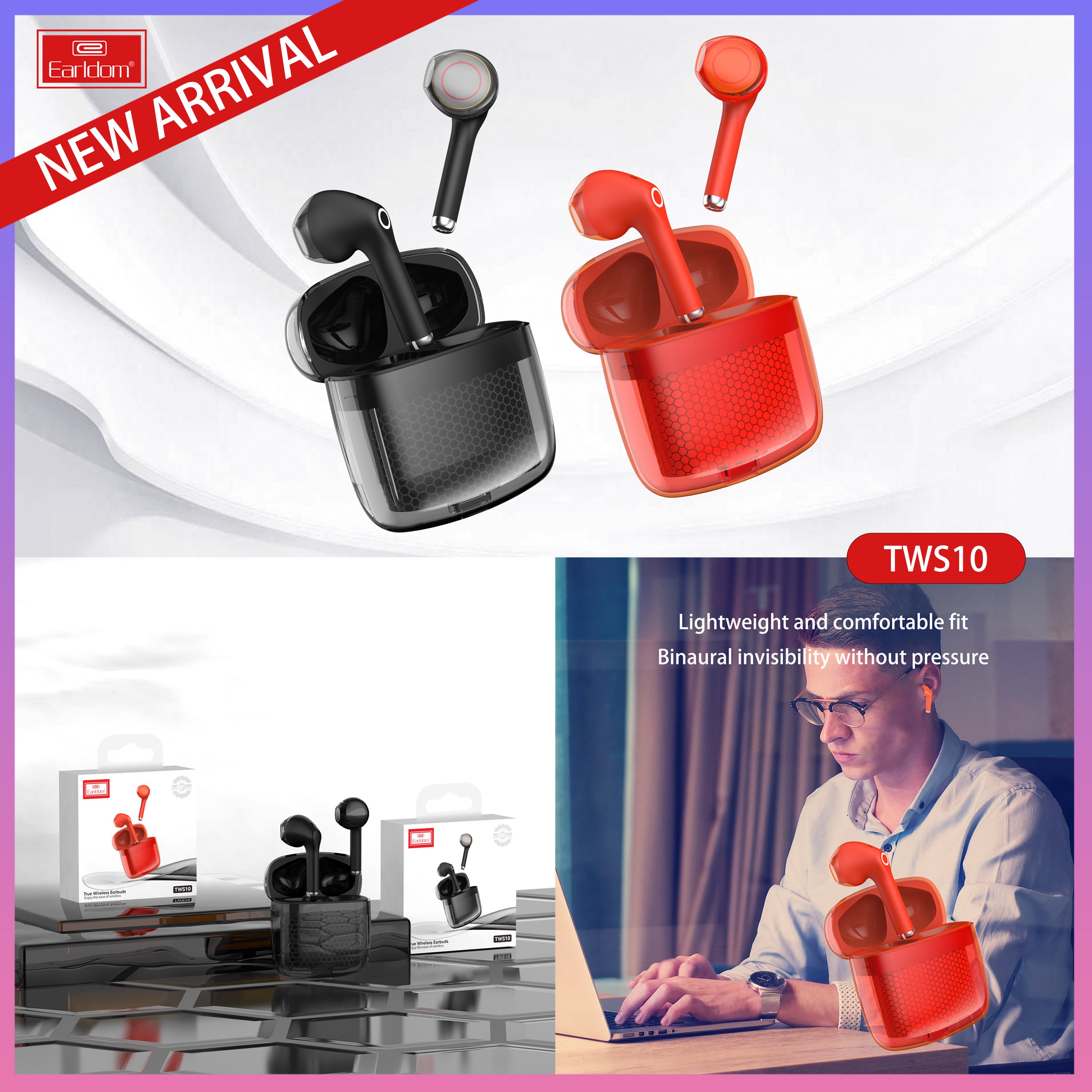 True Wireless Earbuds, in ear wireless earphones with Microphone Charging Case 4.5H Talking time in-Ear TWS Earphones Hi-Fi
