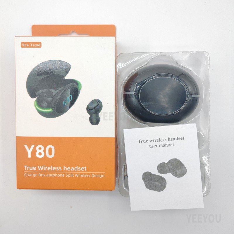 Y80 TWS Wireless Headphones Touch Control LED Display Blue tooth Headset Mic Fone Earphones Air Pro in-ear Earbuds for Phone