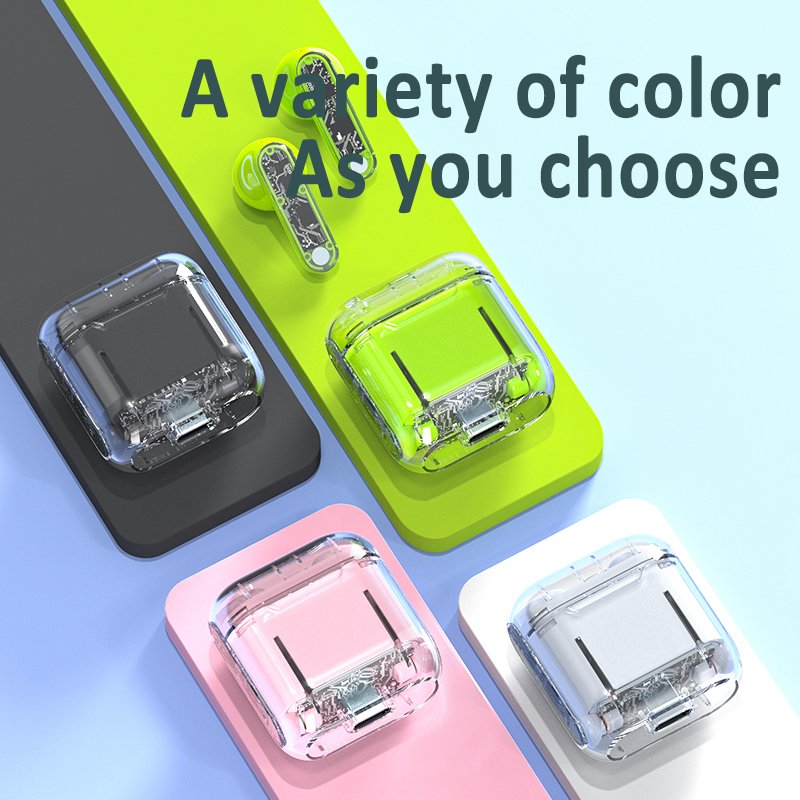 TM10 V5.3 HIFI HD 13mm Moving Coil Diaphragm Wireless Earphones Mini Transparent Case Earbuds with Smart Noise Cancellation