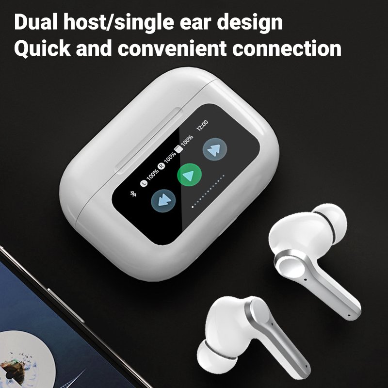 A9 Pro Full Color LCD LED Touch Screen Hifi Stereo Top ANC Actively Reduce Eliminate Noise TWS In Ear Sport Earbud Earphone