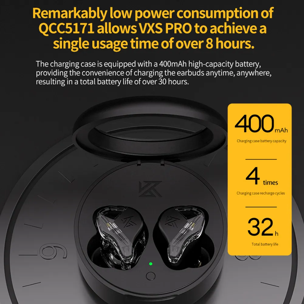 KZ VXS Pro TWS Earphones BT5.3 Wireless Hybrid HiFi Game Earbuds Touch Control Noise Cancelling Sport Headset