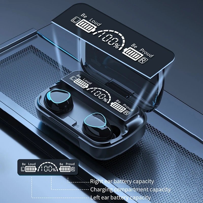 factory M10 9D TWS BT 5.3 Earphone Touch Control Wireless Earphones Stereo Bass Headphone LED Digital Display Earbuds