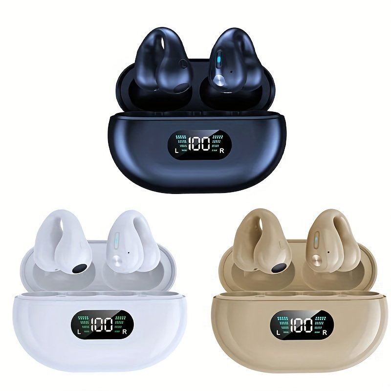 2024 led Display Music Headphones Waterproof noise cancelling clip-on ears TWS ANC Mini Blue tooth Earphone Wireless Earbuds