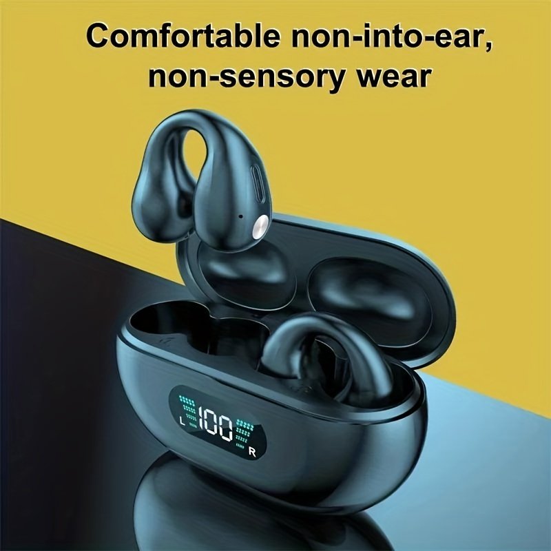 2024 led Display Music Headphones Waterproof noise cancelling clip-on ears TWS ANC Mini Blue tooth Earphone Wireless Earbuds