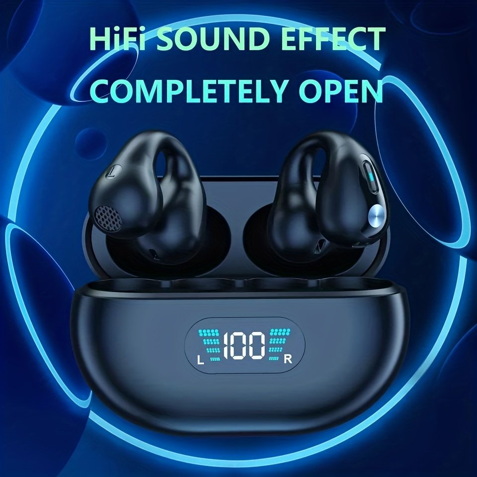 2024 led Display Music Headphones Waterproof noise cancelling clip-on ears TWS ANC Mini Blue tooth Earphone Wireless Earbuds