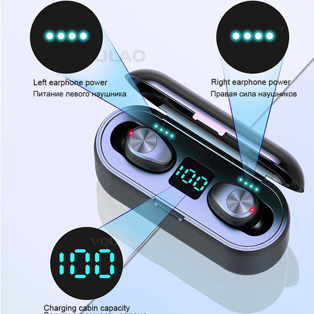 Power Bank Earphone F9 Wireless Earphone Headphone TWS Mini In-ear Earbuds Sports Gaming LED Power Display Audifonos Headset