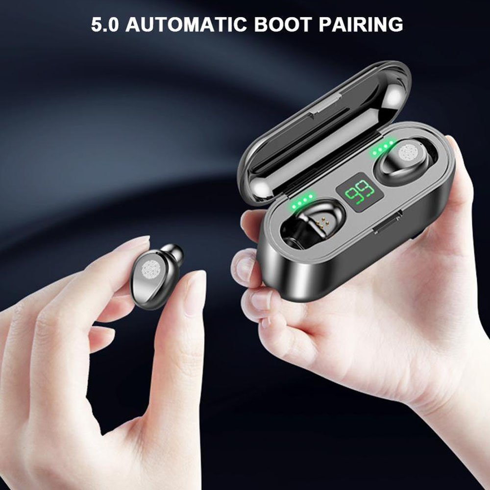 Power Bank Earphone F9 Wireless Earphone Headphone TWS Mini In-ear Earbuds Sports Gaming LED Power Display Audifonos Headset