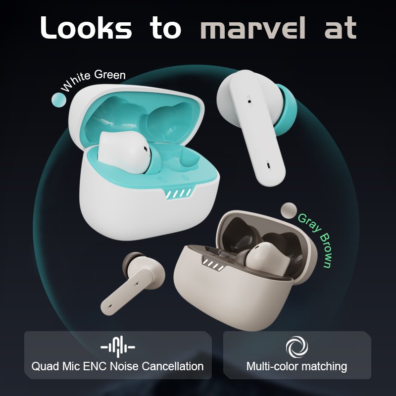 New S01 Active Noise Cancelling TWS Earphones High quality ENC Earbuds Gamer Headphones In Ear Earbuds V5.4 Dual Pairing