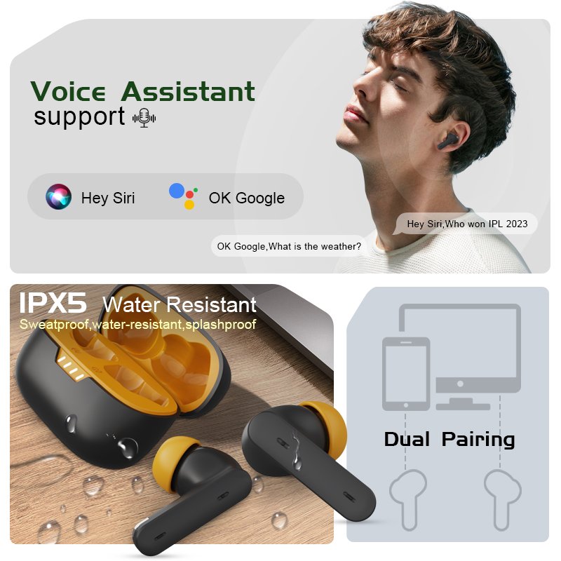 New S01 Active Noise Cancelling TWS Earphones High quality ENC Earbuds Gamer Headphones In Ear Earbuds V5.4 Dual Pairing