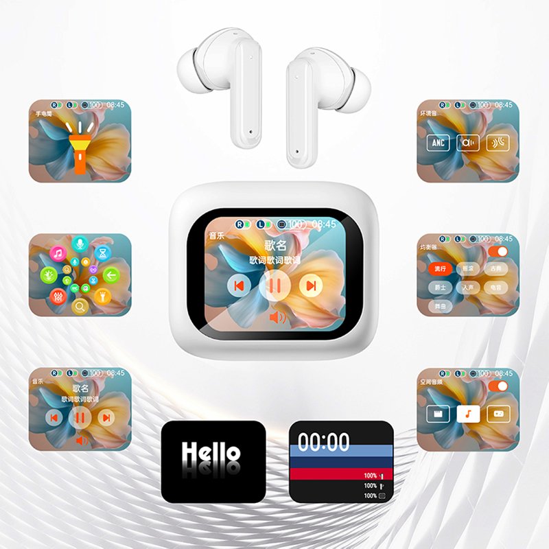 APP Control M6 Full Screen Wireless Earphones TWS Earbuds Message Call Touch Screen Wireless Earphone