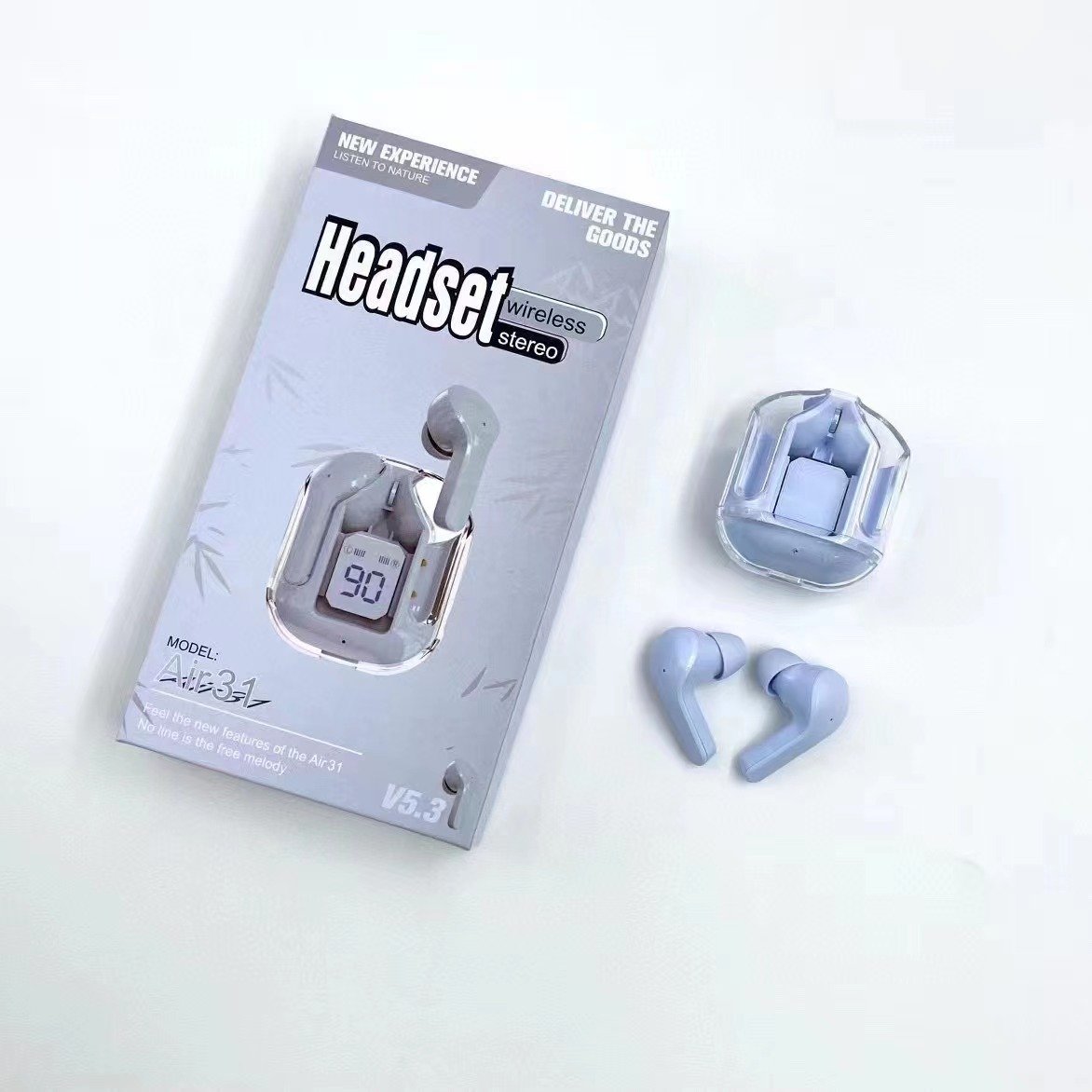 Air31 Blue Tooth Wireless Headset with High Sound Quality Touch Noise Reduction In-Ear Digital Display Waterproof for Gaming