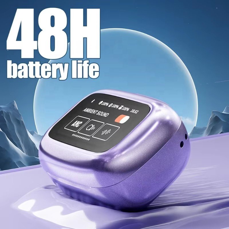 V20 LED Touch screen super bass Wireless bt Headphones Earphones Active Noise cancelling Color Screen in-ear Touch Sport earbuds