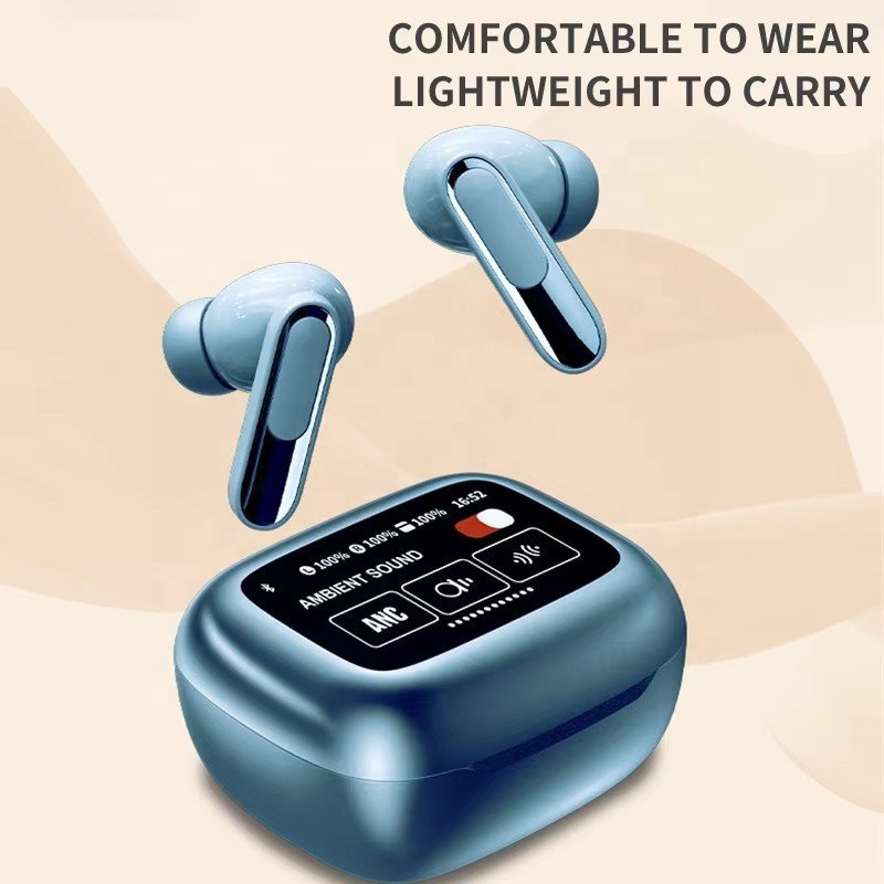 V20 LED Touch screen super bass Wireless bt Headphones Earphones Active Noise cancelling Color Screen in-ear Touch Sport earbuds