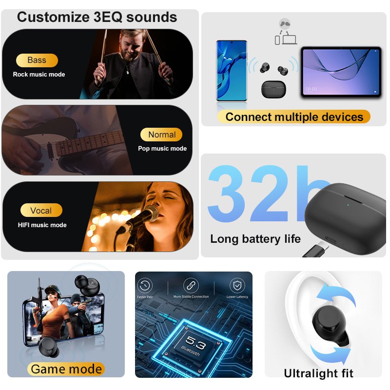 oem earphones wireless waterproof earphones noise canceling wireless bt earphone