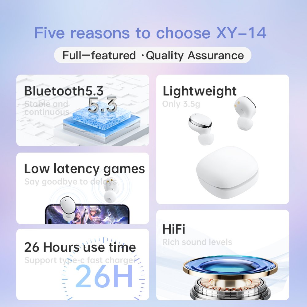 XY-14 TWS Noise Cancelling Earphones Earbuds In Ear Earphones True Wireless Earbuds Stereo Mini Headphones Earphone
