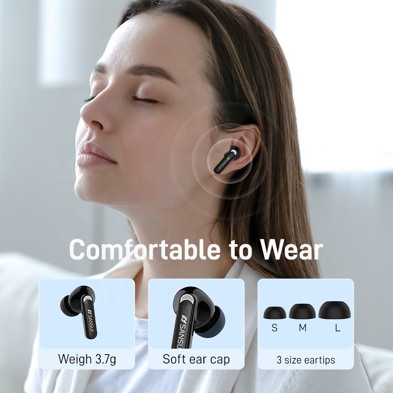 SANSUI W9 Gaming headphones wireless blue tooth ENC noise cancelling tws earphones & headphones
