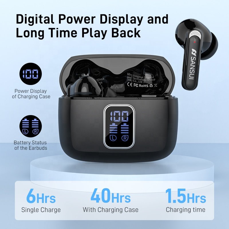 SANSUI W9 Gaming headphones wireless blue tooth ENC noise cancelling tws earphones & headphones