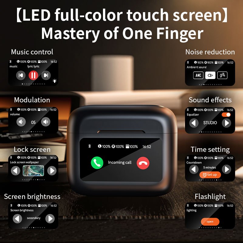 2024 Noise Canceling Wireless Earbuds LX-20 Earphone with Display ANC&ENC BT 5.3 TWS in-Ear Headphones for Music and Call