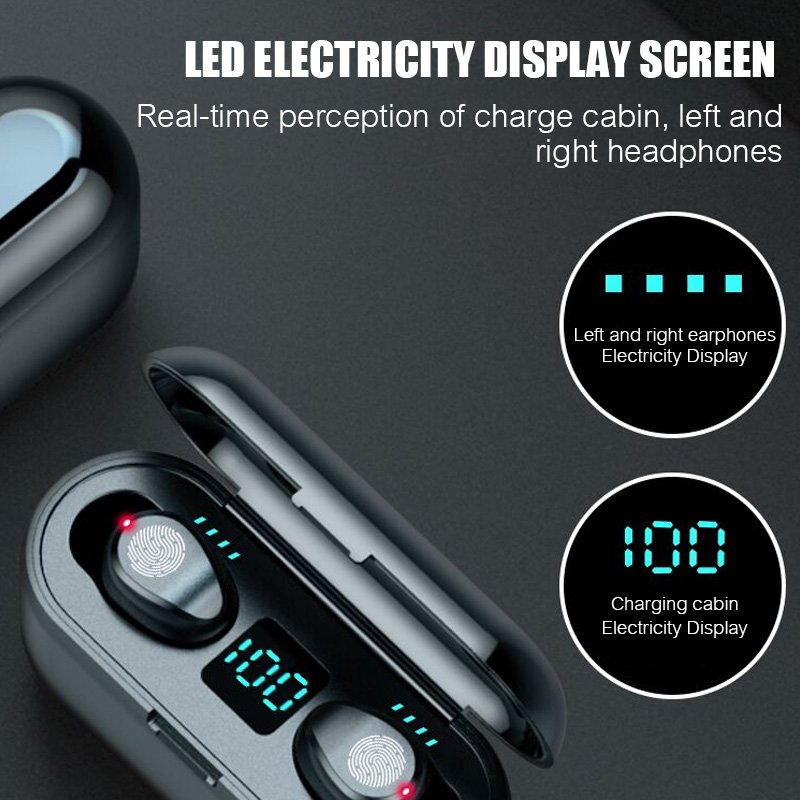F9 TWS Wireless Headphones Bluetooth Earphone Sports Headsets Noise Cancelling Touch Control Support IOS Android Phone HD Call