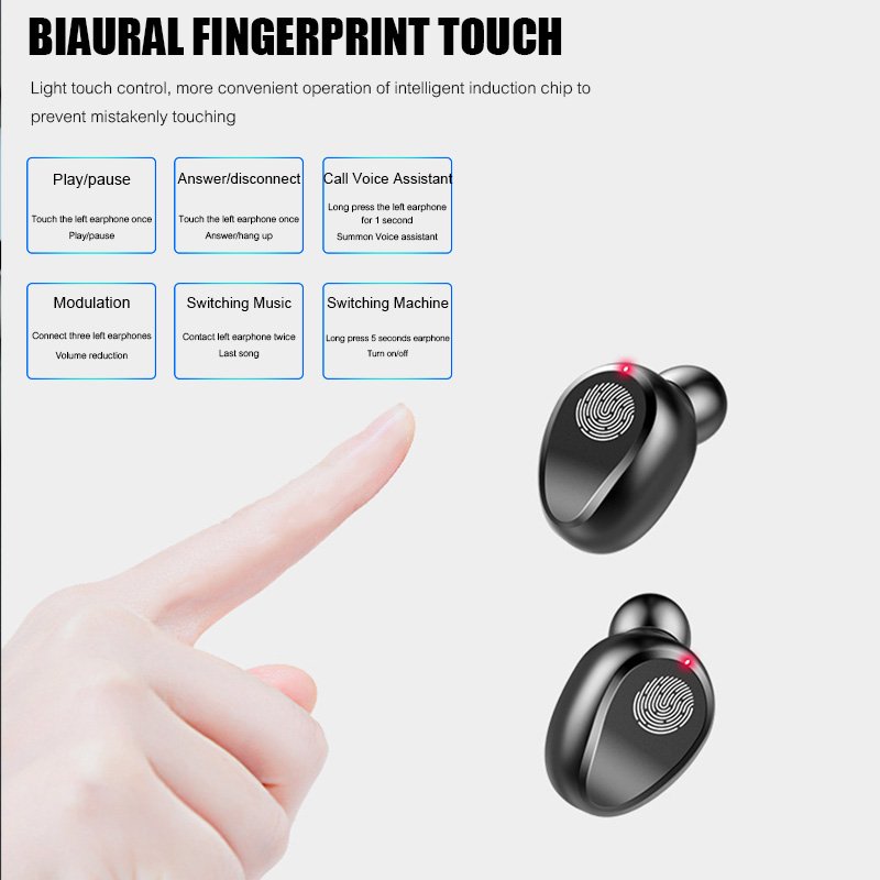 F9 TWS Wireless Headphones Bluetooth Earphone Sports Headsets Noise Cancelling Touch Control Support IOS Android Phone HD Call