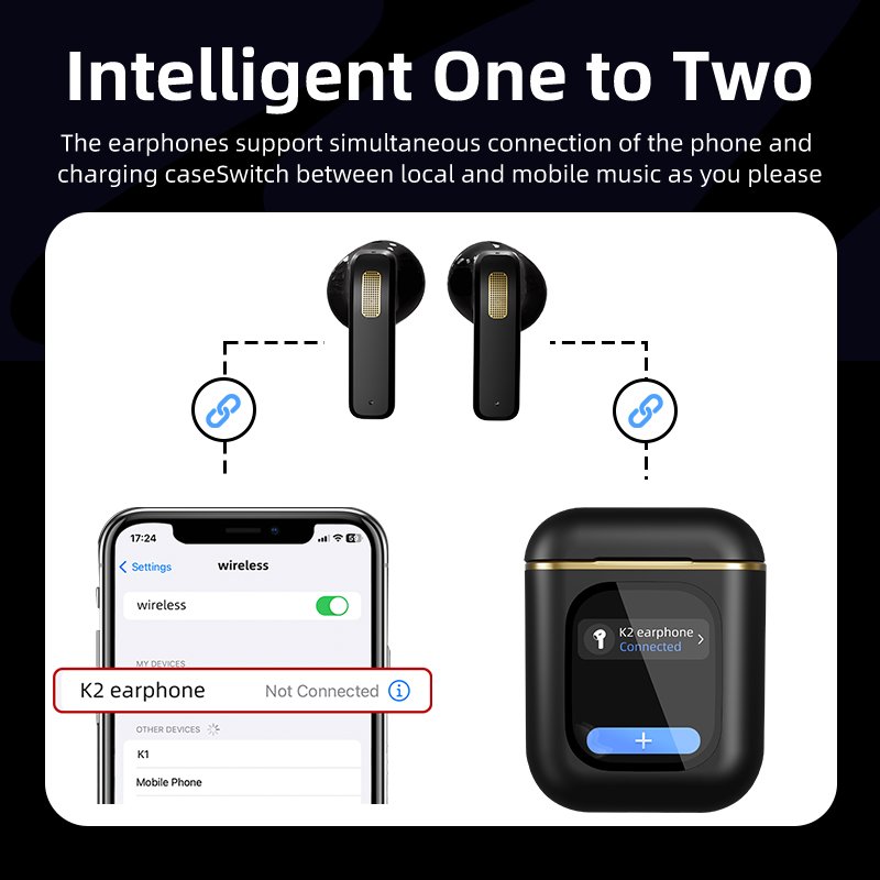Smart Touch control Screen Bluetooth gaming in-ear headphones headset noise cancelling tws earphones & headphones