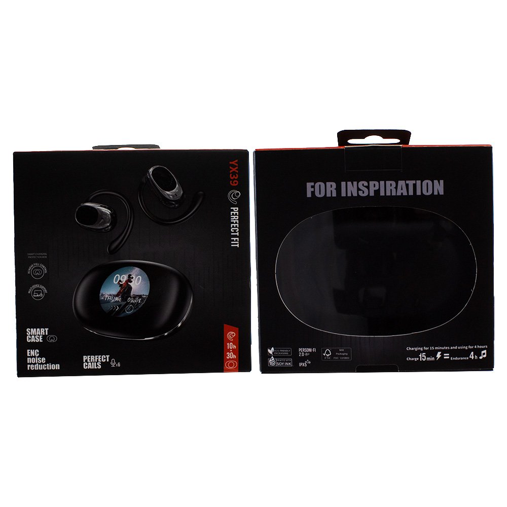2024 New TWS YX39 Open Ear Hook Sports Touch Screen Earbuds 4-Mic HIFI Shocking Sound Quality Earphones with Noise Cancelling