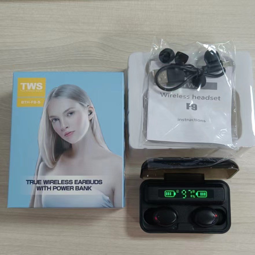 F9 TWS Earbuds Smile face V5.0 Earphone 9D Stereo Headphones gaming headset Sport Waterproof Earphones True Wireless Earbud