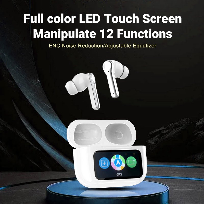 New Arrive ANC ENC APP TWS LCD Touch Screen Control Wireless Headphone Earphone Noise Cancelling Headset Sport Gaming Earbuds