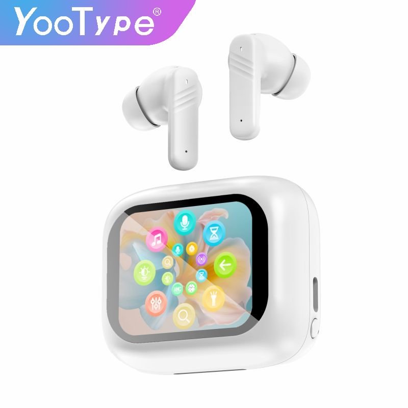YooType V10 ANC active noise cancelling tws earbuds LED touchscreen ENC clear call quality IPX5 gaming deep bass stereo earphone