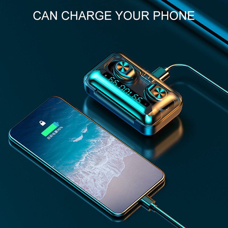 F9-10 TWS Sport Earphones 9D Stereo Wireless Earphone headphones Waterproof LED digital Display BluE tooth Headset
