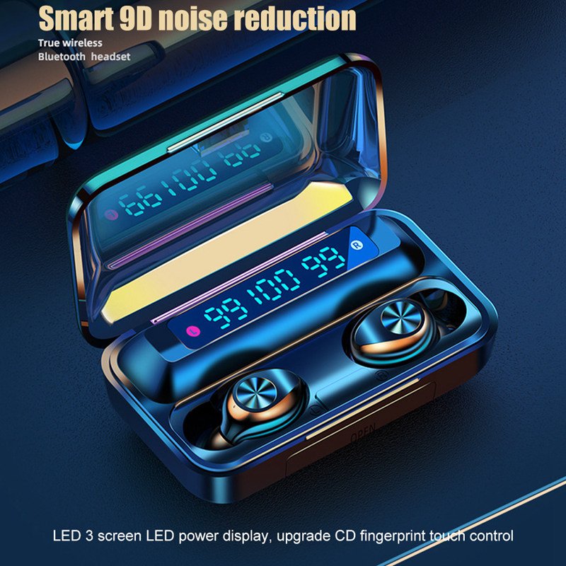 F9-10 TWS Sport Earphones 9D Stereo Wireless Earphone headphones Waterproof LED digital Display BluE tooth Headset