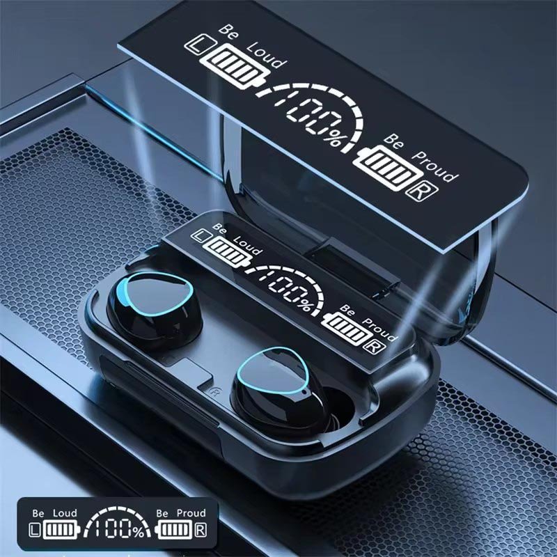 M10 Wireless Bluetooth Headphones Tws Waterproof Earbuds with Mic Earphones Digital Display Headset Large Capacity Charging Case